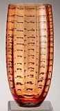 AMALFI AMBER ARTGLASS VASE - AMALFI COLLECTION 14 INCH AMBER MOUTHBLOWN ARTGLASS VASE