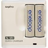 Sanyo Eneloop 2 Pack AA NiMH Pre-Charged Rechargeable Batteries w/ Charger