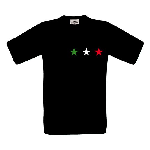 Italia Kids – Kinder T-Shirt – Drei Sterne klein in Grün-Weiß-Rot – Textil black / Motiv farbig Gr. 152/164
