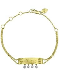 Meira T Brushed 14K Yellow Gold Engravable Bracelet With Bezel Set Diamonds