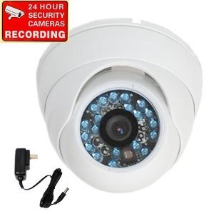 VideoSecu Vandalproof Sony Color CCD 600TVL Night Vision Home Security Camera 3.6mm Wide View Angle Lens for CCTV DVR Home Surveillance System with Power Supply and Warning Decal 1Z2