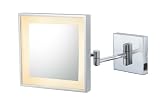 Lighted Square Wall Mounted 3X Mirror, Hard Wired, Chrome