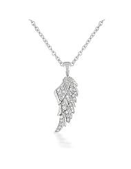 Valentines Day Gifts Bling Jewelry 925 Angel Wing Feather Pendant Necklace 16in