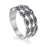 Sterling Silver Marcasite Diamond Cut Band Ring