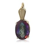 14 KT Yellow Gold Mystic Fire Topaz Gemstone Pendant 14K Charm