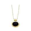 14K Yellow Gold Oval Shaped Cab Onyx Fashion Pendant with Chain