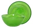 Colorful Recycled Art Glass Small Lime Green Salad Bowl 5 1/2"D, 2 1/2 "H - Set / 2