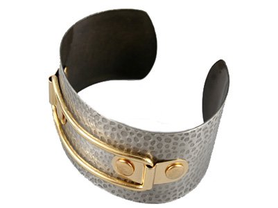 Gunmetal & Gold Hardware Cuff Bracelet