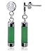 Sterling Silver Green Jade Tube 1" Long Post Dangle Earrings