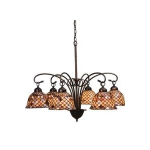 31 Inch W Tiffany Fishscale 6 Lt Chandelier Ceiling Fixture by 