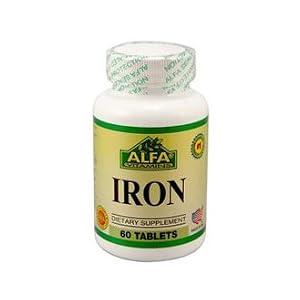 Alfa Vitamins Iron 136 mg 60 caps Vitality Stamina Fight Anemia by Alfa Vitamins