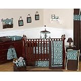 Turquoise and Brown Bella Baby Bedding 9pc Crib Set