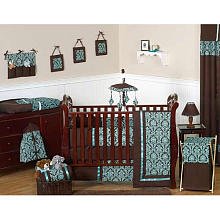Turquoise and Brown Bella Baby Bedding 9pc Crib Set product image