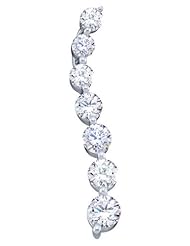 14K White Gold 1.0CT White Round Cut Diamond Journey Pendant