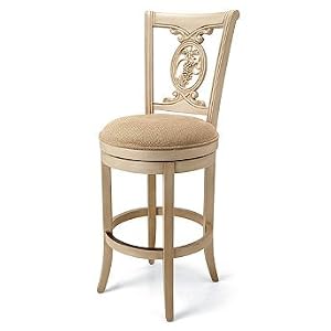 Carved Grapes Bar Height Swivel Bar Stool (30"H seat) - Black Frame with Saddle Brown Leather Seat - Frontgate