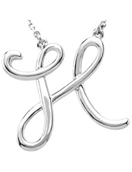 Sterling Silver Script Initial Necklace by US Gems