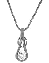 14k White Gold 16" Necklace with 0.50ct Genuine Diamond Pendant
