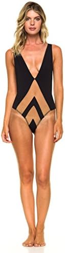 Pacific &amp; Driftwood Women's Avry One Piece Swimsuit Black/Nude - Large Sexy Swimwear Separates
