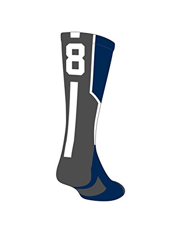 TCK Player Id Navy Custom Number Crew Sock (SINGLE SOCK)