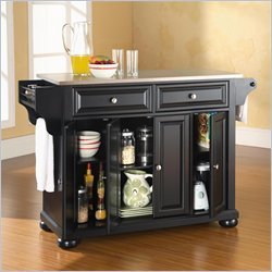 Crosley Furniture Alexandria Stainless Steel Top Kitchen Island, Black