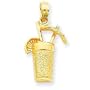14k Aqua Enameled Drink w/Umbrella Pendant