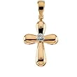 14K Two-Tone Gold Diamond Cross Pendant - 27.70x21.25mm