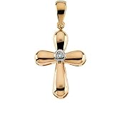14K Two-Tone Gold Diamond Cross Pendant - 27.70x21.25mm