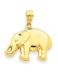 14k Gold Polished Elephant Pendant