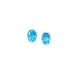 14k Gold & Blue Topaz Oval Post Earrings