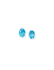 14k Gold & Blue Topaz Oval Post Earrings