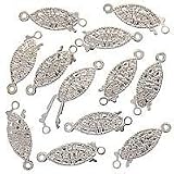Silver Plated Filigree Pearl Clasps 7mm x 14mm (20 Clasps)