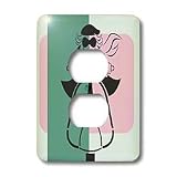 TNMGraphics Retro Designs - Mod Scooter Girl - Light Switch Covers - 2 plug outlet cover