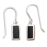 Rectangle Inlay Black Onyx Earrings on French Wire