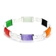 Multi Color Genuine Jade and Sterling Silver Bracelet