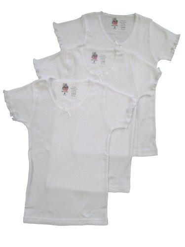 Jack & Jill Underwear Girls Crewneck T-shirts, Short Sleeve White - 3 Pack