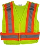 ANSI 207-2006 Public Service Safety Vests - Lime with Orange/Silver Stripes - 5 Point Velcrow Tearaway - Size 3X-4X