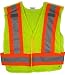 ANSI 207-2006 Public Service Safety Vests - Lime with Orange/Silver Stripes - 5 Point Velcrow Tearaway - Size 3X-4X