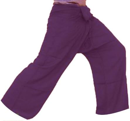 Best Thai Fisherman Wrap,Yoga,Massage,Pregnancy Pants/Waist up to 50"PURPLE