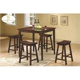 Review visiondecor Furniture  / 5pc Cherry Finish Gathering Counter Height Dining Table with 4 Stools