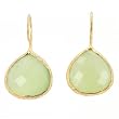 Elegant Faceted Green Chalcedony Gemstone Teardrop Dangle Earrings in Textured Gold Vermeil, #7422
