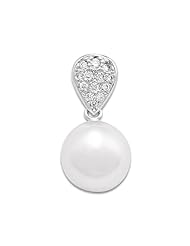 South Sea White Pearl Pendant with Diamonds in 14K White Gold (12-13mm)