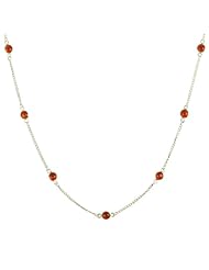 Sterling Silver with 9 Carnelian Round Cabochon Necklace, 18"