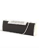 Black Rhinestone Satin Evening Bag