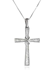 10k White Gold Diamond Cross Pendant Necklace (1/2 cttw, I-J Color, I2-I3 Clarity), 18"