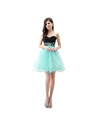 A-line Sleeveless Sweetheart Piping Applique Lace-Up Tulle Homecoming Dress/Mini Dress 