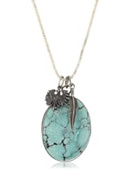 M.Cohen Handmade Designs Chunky Turquoise Charm On Sterling Silver Beaded Necklace