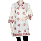 Valentine Gift For Lady Love Women Party Wear Dress Rajrang Straight Neck Line Block Print Kurti Tunic Top India