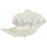 Bottom Surface Painted Glass Pearl Color Scallop Shell Large Bowl 15 D by Traders and Company