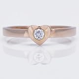 Ladies Cubic Zirconia Heart Ring in 14k Rose Gold