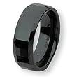 Faceted Polished Black Ceramic Ring (8.0 mm) - Sizes 6-13